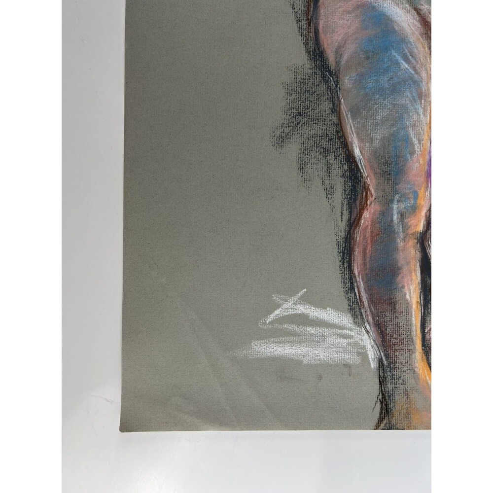 Vintage Artist Original Color Pastel Nude Sketch Abstract Figural Drawing 24x18” - Picture 2 of 10